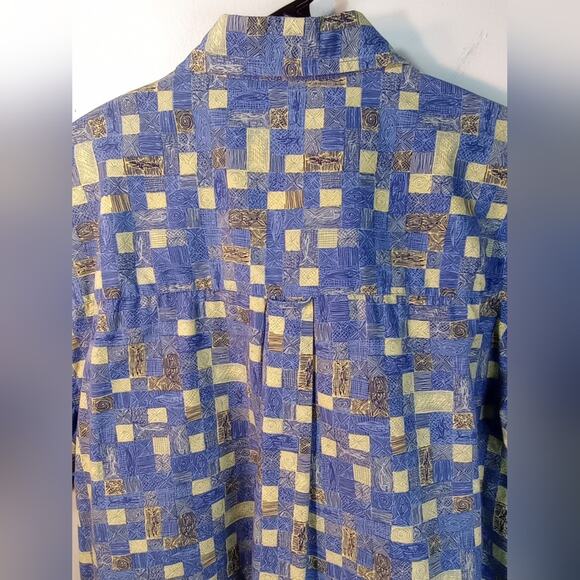 Vintage Columbia Button Front Shirt Blue Fish Size XL Hawaiian - Picture 8 of 8